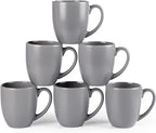 GBhome 16oz Coffee Mugs Set of 6, Large Ceramic Coffee Mugs for Man, Woman, Dad, Mom, Modern Coffee Mugs Set with handle for Tea/Latte/Cappuccino/Milk/Cocoa. Dishwasher&Microwave Safe,Matte Grey