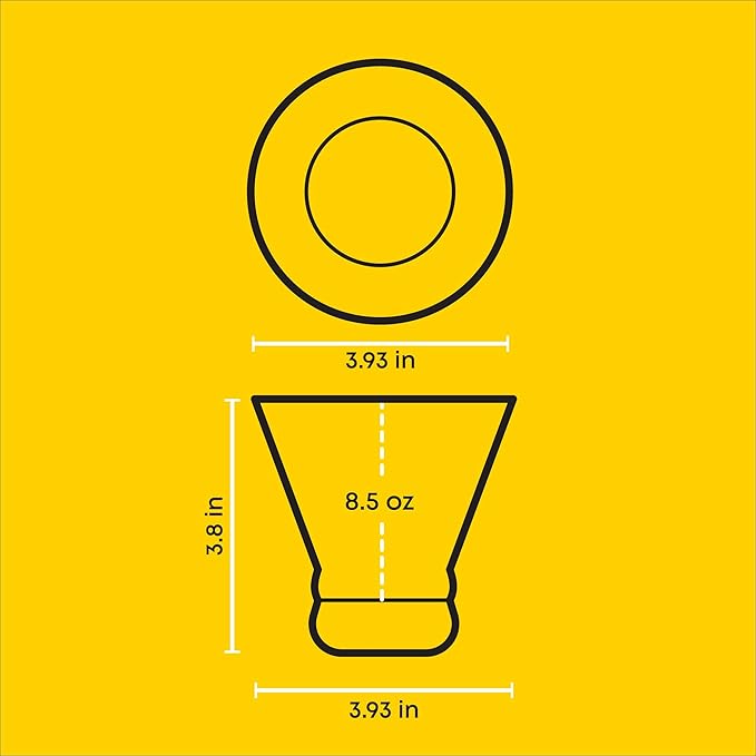 JoyJolt Afina Stemless Martini Glasses Set of 6, 8.5oz Liquor Drinking Glasses for Cocktail and Margarita, Bar Glass Cups, Glass Dessert Cups