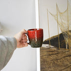 Bosmarlin Ceramic Coffee Mug Set of 4, 17 Oz, Coffee Cups with Big Handle, Microwave Safe, Unique Reactive Glaze (Red&Green)