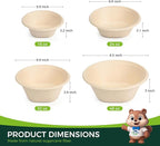 24 OZ Heavy Duty Disposable Bowls - Eco-friendly Sugarcane Bagasse - Biodegradable and Compostable - Ideal for Cereal, Rice, French Fries [100 Pack]