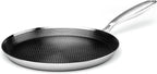 Innerwell Stainless Steel Crepe Pan - 12 Inch Nonstick Crepe Pan, Stainless Steel Honeycomb Coating Pancake Pan, Non Stick Flat Skillet Tawa Dosa Tortilla Griddle Pan, Induction Compatible, PFOA Free