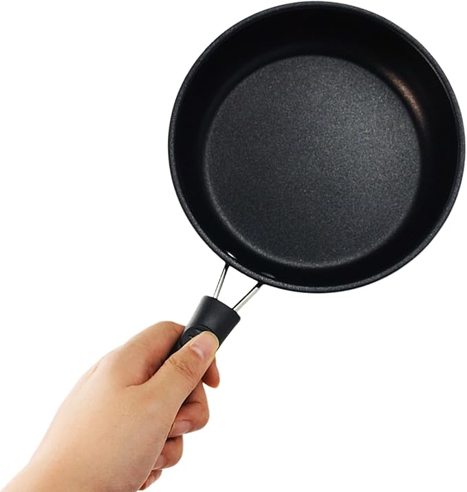 Flylin 2 PCS Skillet Set, Portable Mini Frying Pan with Marble Coating Non-Stick and Heat Resistant Handle, Skillet Deeper Skillet Pan for home Frying Saute Cooking Pizza Omelette Steak (12cm+16cm)