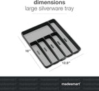 madesmart Classic Large Silverware Tray - Granite |CLASSIC COLLECTION | 6-Compartments| Kitchen Drawer Organizer | Soft-Grip Lining and Non-Slip Rubber Feet | BPA-Free
