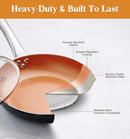 KOCH SYSTEME CS Little Skillet with Lid - 8" Copper Nonstick Frying Pan for Oven & Stove, Small Skillet with Ceramic Coating, Aluminum Nonstick Pan, 100% PFOA Free, All Stove Tops Compatible