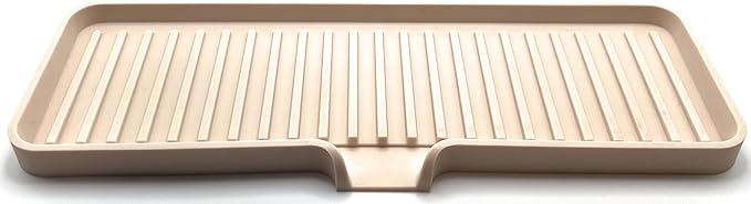 Happitasa Silicone Soap Dish Tray and Sponge Holder with Drain Chute | Bathroom and Kitchen Sink Organizer Caddy (Sand Dollar, 12"x4", 7.4 Ounces)