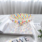 MAGCOLOR Hand Painted Colorful Woven Glass Crystal Salad & Fruit Bowl Decoration,Centerpiece For Home,Office,Wedding Decor, Fruit, Snack, Dessert, Server
