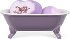 6.5" Ceramic Mini Decorative Clawfoot Bathtub Bar Soap Dish, Kitchen Sponge Holder and Shower Tray for Bathroom, 1 Pack(Lavender)