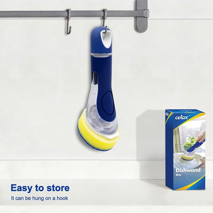 CELOX Dish Sponge with Handle, Dish Sponge with Soap Dispenser for Cleaning Kitchen