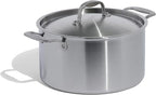 Made In Cookware | 8 Quart Stainless Steel Stock Pot With Lid | 5 Ply Stainless Clad | Professional Cookware | Crafted in Italy | Induction Compatible