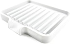 Happitasa Silicone Soap Dish Tray and Sponge Holder with Drain Chute, Pack of 2 | Bathroom and Kitchen Sink Organizer Caddy (White, 5.2"x4", 7.2 Ounces)
