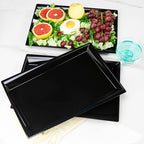 Supernal 12 Pack Black Plastic Serving Trays, 15"x10" PlasticTrays, Plastic Fast Food Tray, Heavy Duty Platters, Disposable Serving Party Platters Black，Party Serving Trays