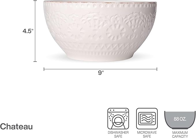 Pfaltzgraff Chateau Cream Serving Bowl, 9-Inch, cream, white, 4 quarts