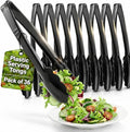 Plastic Tongs for Serving (Pack of 36) 9 Inch - Heavy-Duty Hard Plastic Reusable or Disposable Serving Tongs for Catering, Dinner Parties, Banquets, Buffets, Events, Weddings and Everyday Use, Black