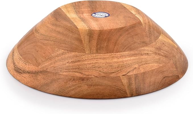 Samhita Acacia Wood Serving Bowl, Fruit Bowl, Friendly and Perfect for Salad, Vegetables and Fruit,Single Salad Bowl (10" x 10" x 3")