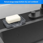 Sponge Holder for Kitchen Sink, Dish Sponge Holder & Soap Tray with Drain, Bathroom Sink Sponge Drying Rack & Perfect Organizer for Dispenser,Bottle,Cup on Sinks or Counter(5"x 3.5"Gray)