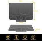 Silicone Drying Mat for Kitchen Counter , Dish Drying Rack Matt with Built in Drain, Small Dry Mats for Dishes Drying Pad for Kitchen Counter (20×15.7inch Extra Large, gray)