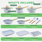 NutriChef 22‑Piece Non‑Stick Ceramic Pots and Pans Set – For All Cooktops Including Induction – PTFE & PFAS Free, Includes Bakeware & Utensils