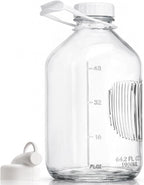 CUCUMI Glass Milk Bottle with Reusable Strong Airtight Screw Lid, 1 Pack 64 Oz Glass Juice Bottles for Almond Milk