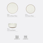 Gibson Elite Northrock Stoneware Dinnerware Set, 12-Piece Service for 4 Plates and Bowls Set – White Dishes with Hand-Painted Terracotta Base