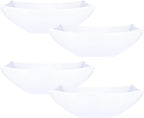 PLASTICPRO Disposable 32 ounce Square Serving Bowls, Party Snack or Salad Bowl, Medium Plastic Elegant White Pack of 4