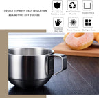 SZCXTOP 6.8 Oz Stainless Steel Coffee Cups Set of 6 Mug,Stackable Double Heat Insulation Metal Coffee Mugs with Stand Rack,Perfect for Cold Drinks or Hot Drink (6)