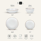 Stone Lain Brasa Modern Stoneware 16 Piece Dinnerware Sets, Plates and bowls Sets, Dish Set for 4, White