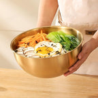 Stainless Steel Salad Bowls Set of 2 Mixing Bowl with Measurement Markings Snacks Bowls, Small 0.74 Quart Gold Serving Bowls for Mixing, Cooking, Prepping and Home Kitchen Food Storage Bowls