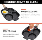 4-Cup Egg Pan Nonstick, Egg Frying Pan with Lid Pancake Pan, Omelet Pan Induction Compatible for Breakfast- Black