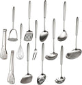 18/10 Stainless Steel Cooking Utensils Set, 13 PCS Long Large Metal Cooking Utensil Tools Set, Mirror Polished Kitchen Gadget Cookware and Kitchen Tool Set, Dishwasher Safe