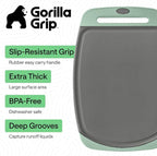 GORILLA GRIP BPA-Free Reversible Kitchen Cutting Board Set of 3, US Designed, Nonporous, Juice Grooves Catch Liquid, Slip Resistant Border, Dishwasher Safe, Durable Food Chopping Boards, Gray Mint