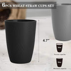 Homienly Premium Wheat Straw Cups Set of 6, Reusable 16oz Water Glasses Lightweight and Unbreakable Drinking Cups,Alternative Plastic Cup Dishwasher Safe Cups for Home and Outdoor - GreyStone