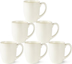 AmorArc 16oz Coffee Mugs Set of 6, Large Ceramic Coffee Mugs for Man, Woman, Dad, Mom, Modern Coffee Mugs with Handle for Tea/Latte/Cappuccino/Cocoa. Dishwasher&Microwave Safe, Light Beige
