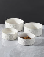 UBEE Small Dog Bowls Set of 2, 5.1 inch Ceramic Dog Dish Food Bowl, Pet Food Water Dish Feeding for Small Dogs and Large Cat, Paw Pattern, 5.1 in-Small, White