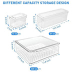 POMEAT 10 Pack Fridge Organizer, Stackable Refrigerator Organizer Bins with Lids, Produce Fruit Storage Containers for Storage Clear for Food, Drinks, Vegetable Storage