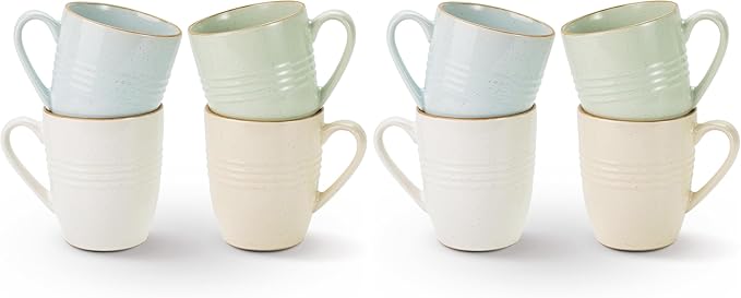 famiware Jupiter Coffee Mugs Set of 4, 14 OZ Coffee Mug, Microwave and Dishwasher Safe, Coffee Cups with Handle for Coffee, Tea, Cocoa, Milk, Multi-color (Pack of 2)