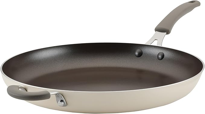 Rachael Ray Cook + Create Nonstick Frying Pan/Skillet with Helper Handle, 14 Inch - Almond