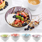 Ceramic Rice Bowls 10 oz, Sakura Bowl Gift Set, Assorted Color Dinnerware Serving Bowls for Rice, Cereal, Noodle, Soup, Desserts, Pack of 6 (Cherry Blossom)