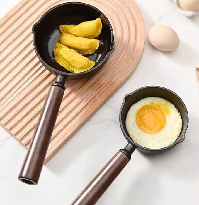 Small Cast Iron Skillet,Butter Warmers for Seafood,5.1 Inch Mini Frying Pan for Basting,Melting,Simmering Sauce,Butter Cheese,Warming Milk,Fried Egg Indoor Outdoor Cooking(2 pack)