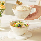 Ceramic Small Bowls Set 4-Piece, 12 OZ Farmhouse Vintage Ramekins Bowl for Salad Dessert Yogurt Dipping, 4.7 In Porcelain Bowl Microwave Dishwasher Safe, Misty White Christmas Gift