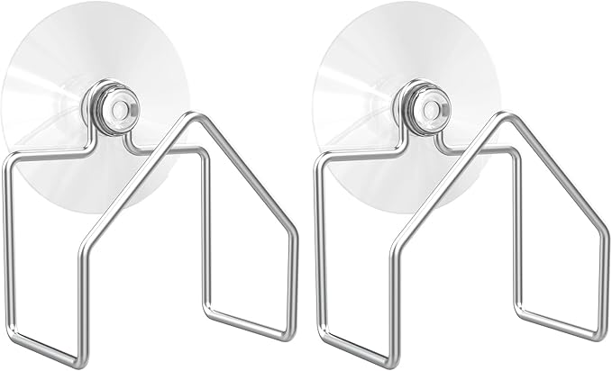 GeeRic 2 PCS Sponge Holders for Kitchen Sink, Stainless Steel Sponge Rack with Suction Cup, Rustproof Brushed SUS304 Sponge Caddy Organizer, Space-Saving Counter Organizer