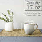 Bosmarlin Ceramic Coffee Mug Set of 4, 17 Oz, Coffee Cups with Big Handle, Microwave Safe, Unique Reactive Glaze (17 Oz, Grey White)