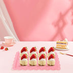 Set of 6 Plastic Serving Trays Food Tray - 14" x 9" Rectangle Serving Platter for Party Cafeteria Kitchen Restaurant , Small Flat Trays for Dessert Fruit Cookie Snack (6, Pink)