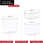 DWËLLZA KITCHEN Airtight Food Storage Containers with White Lids 2L - 4 Pc Clear Plastic Pantry Snacks Kitchen Container, Baking Supplies, 4LB Sugar & Flour Canister BPA-Free