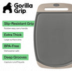 GORILLA GRIP BPA-Free Reversible Kitchen Cutting Board Set of 3, US Designed, Nonporous, Juice Grooves Catch Liquid, Slip Resistant Border, Dishwasher Safe, Durable Food Chopping Boards, Gray Almond