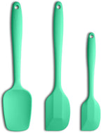 Silicone Spatula 3‑Piece Set Heat Resistant 600°F Non‑Stick Rubber Spatulas with Stainless Steel Core ALLWIN HOUSEWARE Large Spatula, Spoonula & Mini Spatula for Cooking & Baking, Macaron Green