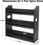 3 Tier Bamboo Spice Rack, Spice Rack Organizer, Seasoning Jars Rack Shelf Spice Organizer for Kitchen Counter or Wall Mounting, Spice Storage Holder with handles, Jars Not Included, Black