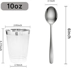 I00000 200pcs Silver Disposable Plastic Cups 10 oz Clear Plastic Cups Old Fashioned Tumblers Silver Rim Cup Disposable Elegant Silver Wine Glasses Cocktail Cup