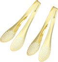 MSY BIGSUNNY 2 Pack Buffet Tongs, Gold-plated Stainless Steel Food Tongs Serving Tong