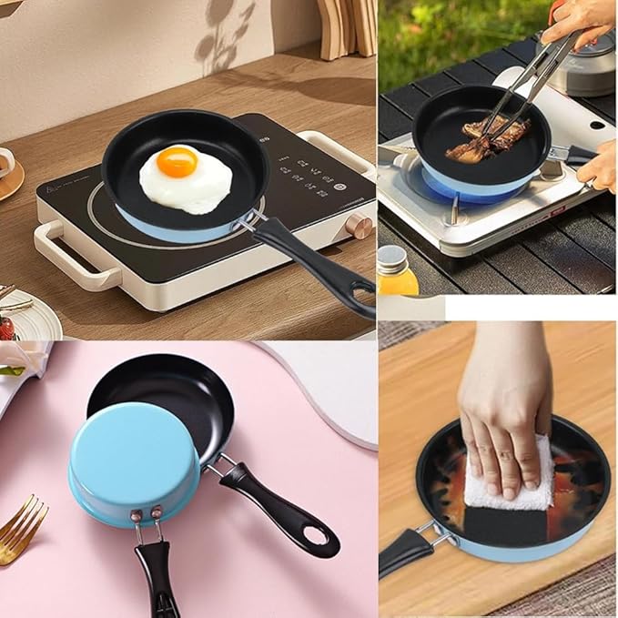 Nonstick Frying Pan 4.9 Inch (12.5cm) Round Egg Pan One Egg Fry Pan Egg Pancake Maker Omelet Mini Dishwasher Safe Cookware Small Egg Skillet, PFOA Free, Portable Pan for Stove Gas Induction Hob