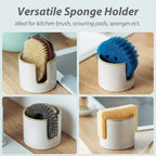Zoeeker Sponge Holder for Kitchen Sink, Ceramic Dish Sponge Drying Caddy Scrubby Daddy Kitchen Organizer Cute Dish Rack for Sink Counter, Beige White